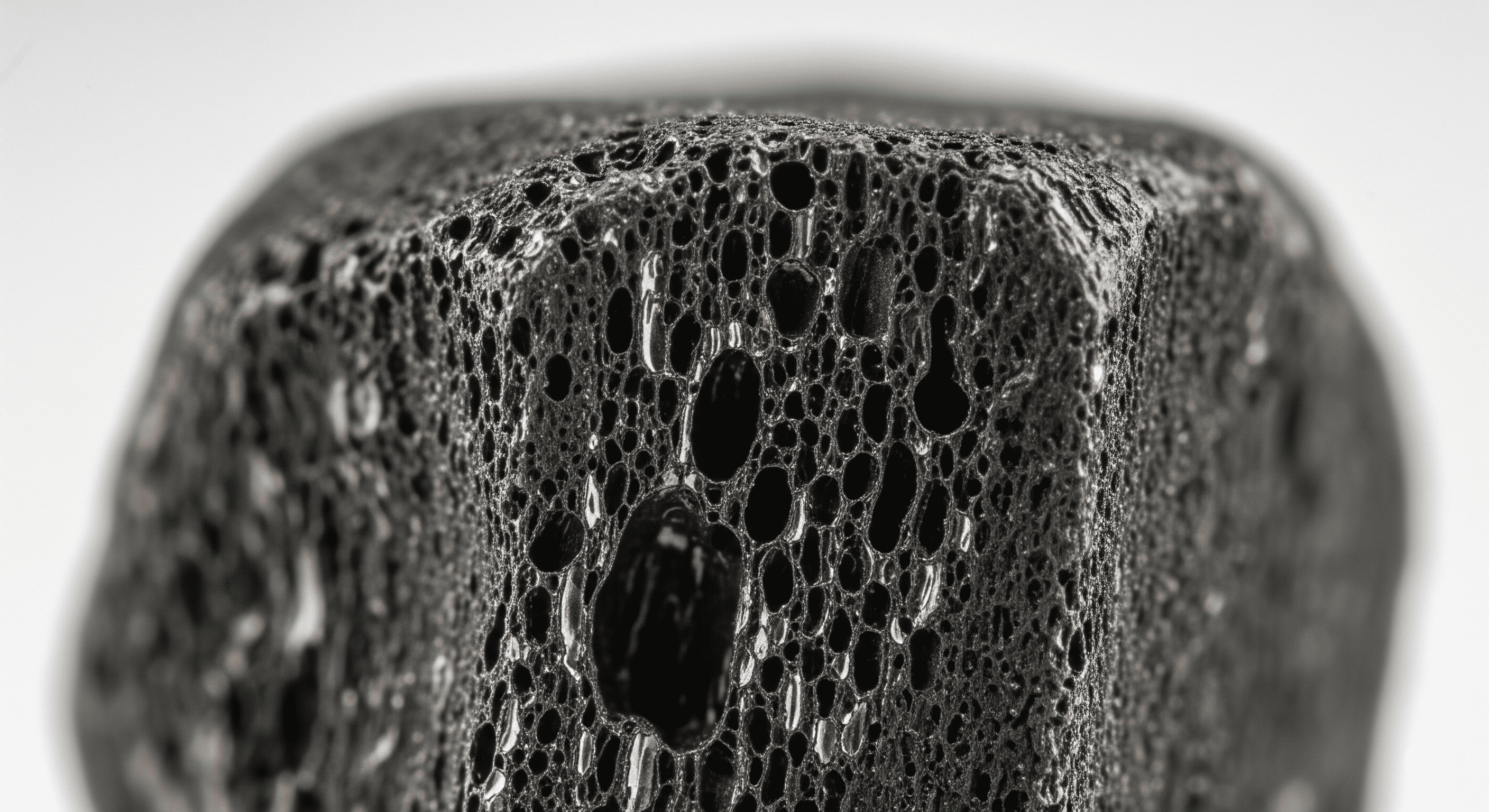 Close-up of Granular Activated Carbon showing porous structure